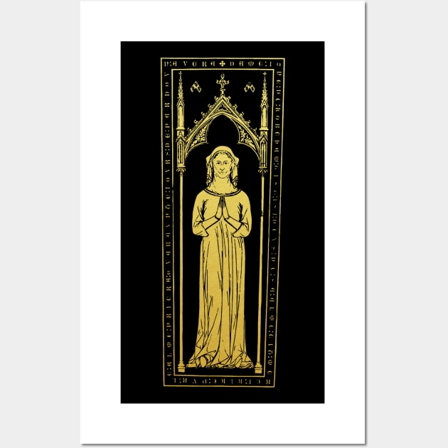 Medieval Tomb Brass Rubbing Joan Lady Cobham Wall Art by Pixelchicken